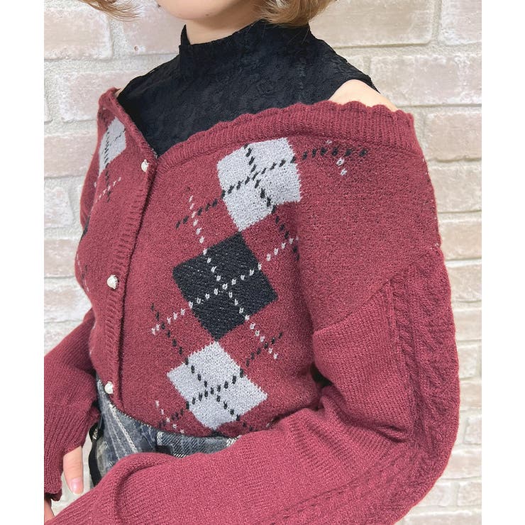 レイヤード風アーガイルニット | axes femme | 詳細画像9 