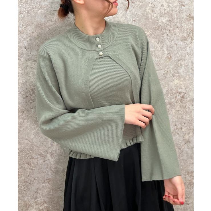 ニットタンク×2WAYカーデ[品番：IGAW0004592]｜axes femme