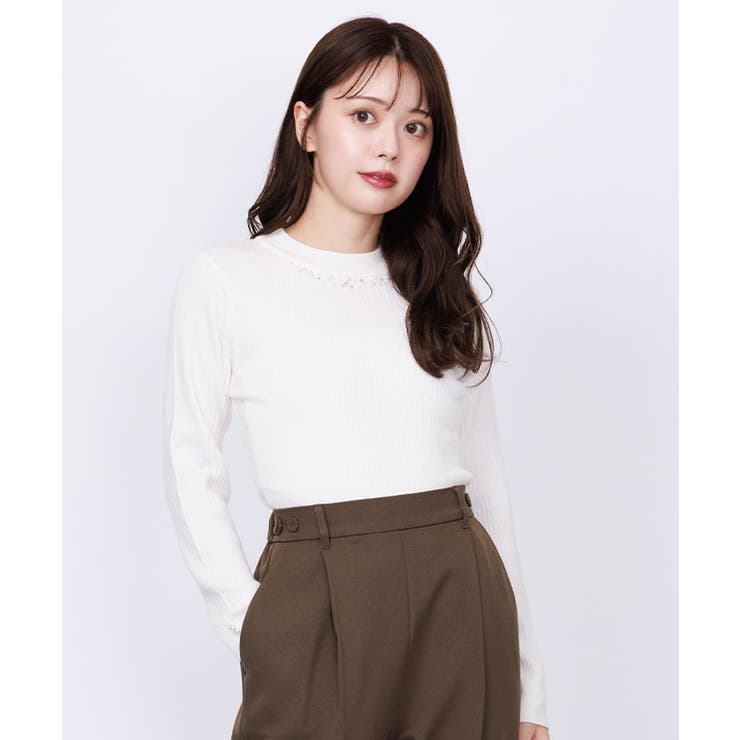 ランダムパールデザインニット[品番：IGAW0005602]｜axes femme