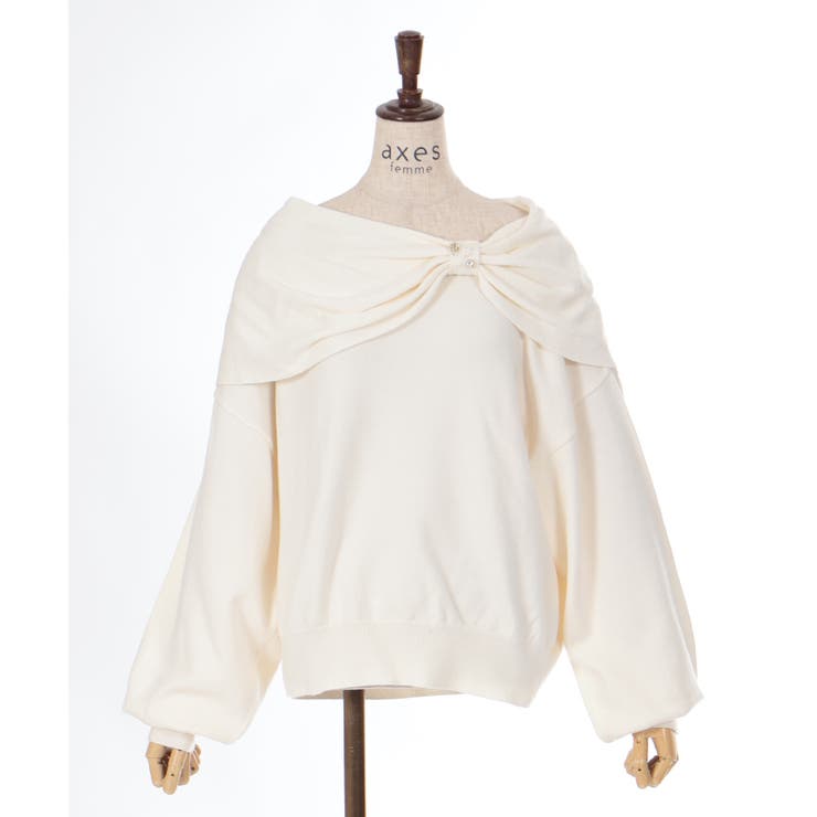ドレープリボンニット[品番：IGAW0005429]｜axes femme