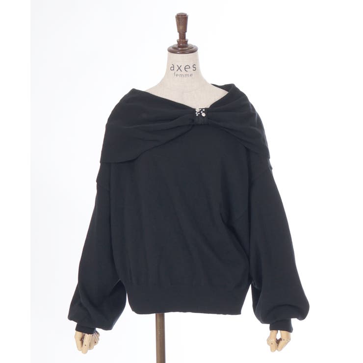 ドレープリボンニット[品番：IGAW0005429]｜axes femme
