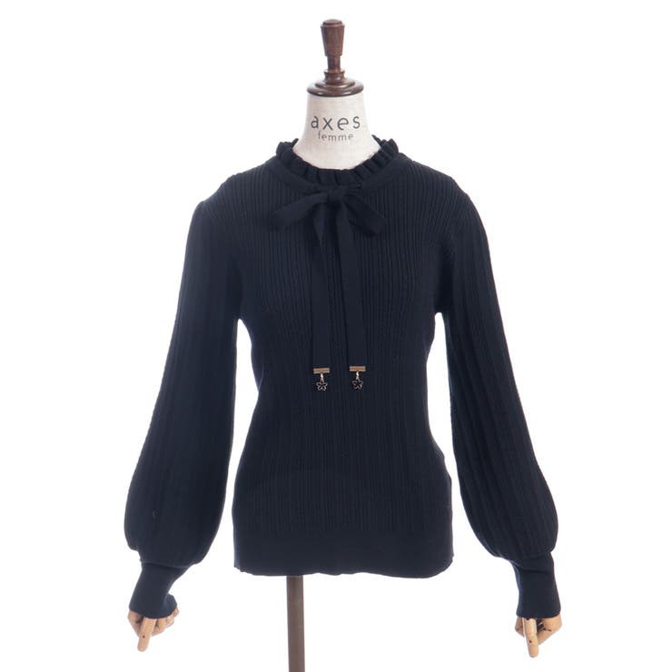 黒 | 機能付チャームリボンニット | axes femme