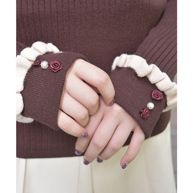 バイカラーフリルローズニット | axes femme | 詳細画像18 