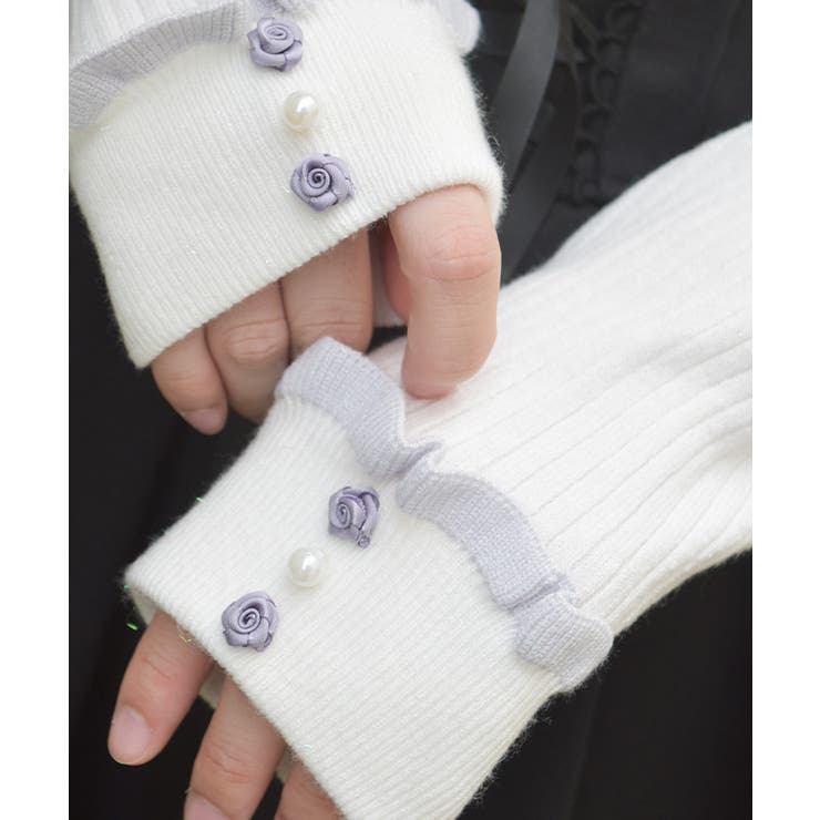 バイカラーフリルローズニット | axes femme | 詳細画像6 