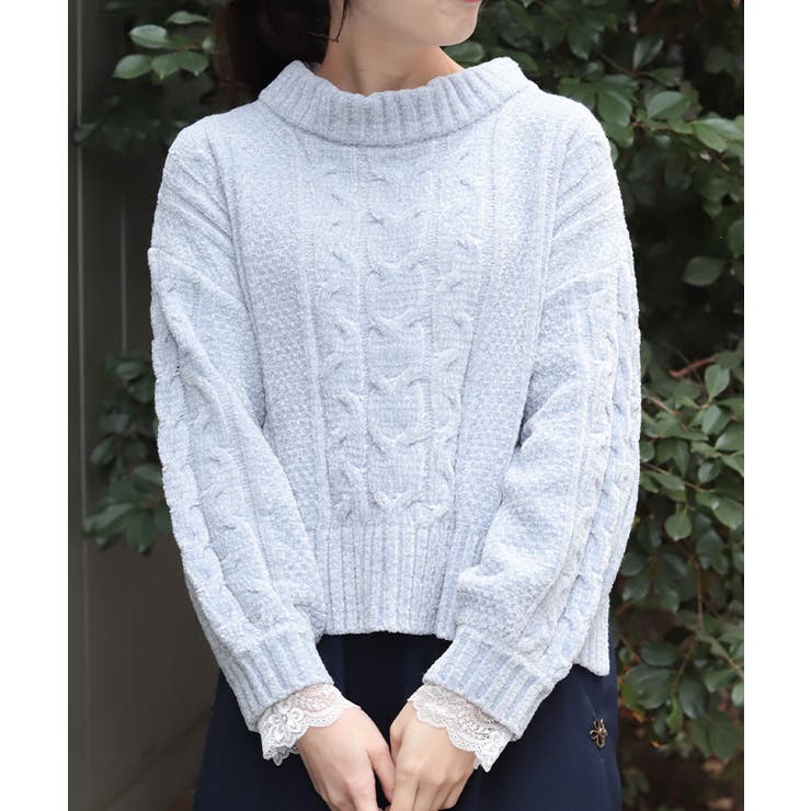 サックス | 編み上げモールヤーンニット | axes femme