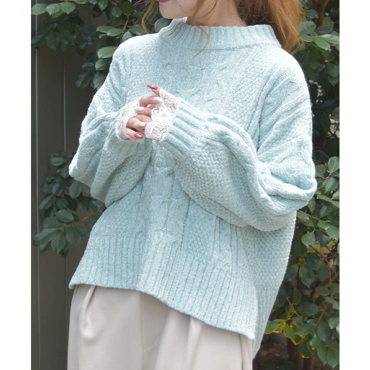 ミント | 編み上げモールヤーンニット | axes femme