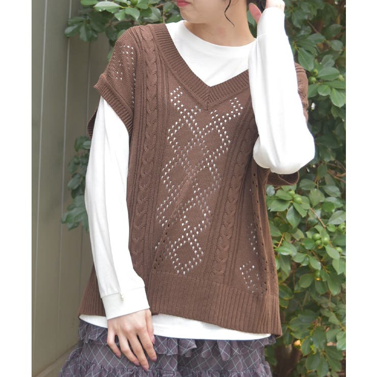 茶 | ニットベスト×Ｔシャツセット | axes femme