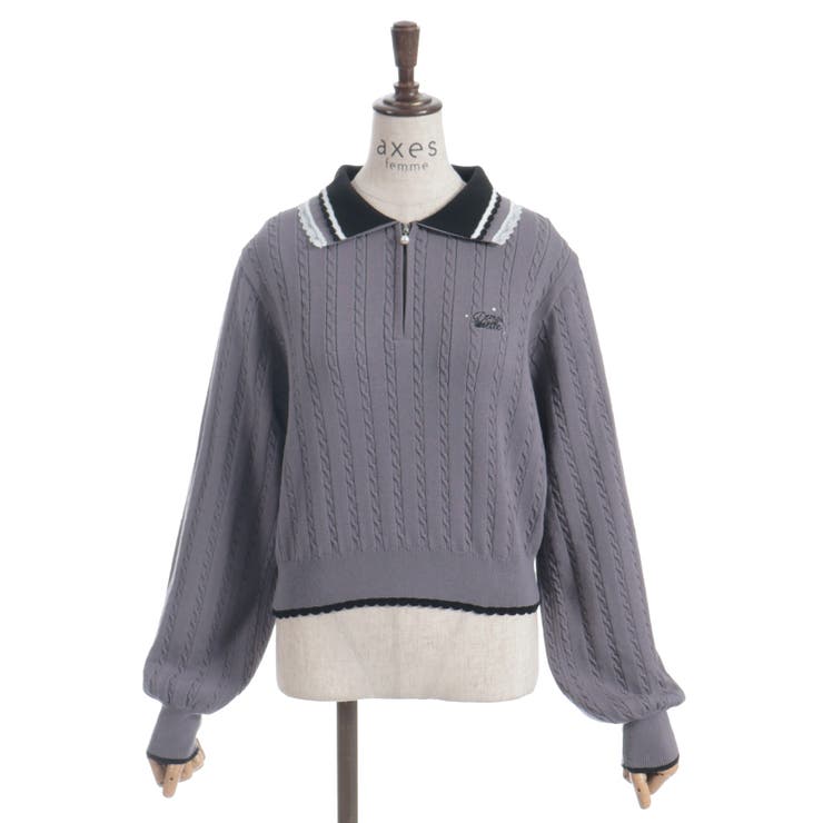 レース×バイカラーニットポロ | axes femme | 詳細画像10 