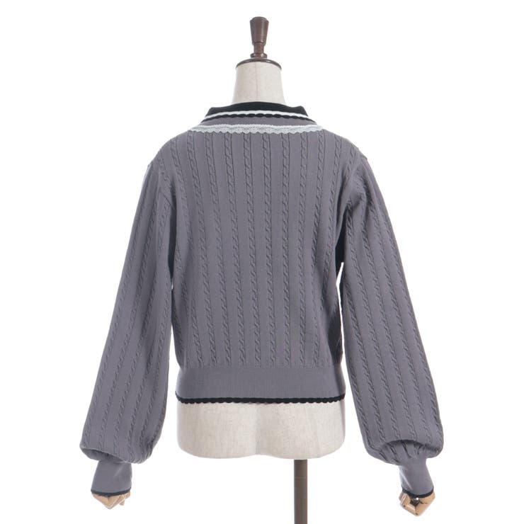 レース×バイカラーニットポロ | axes femme | 詳細画像12 