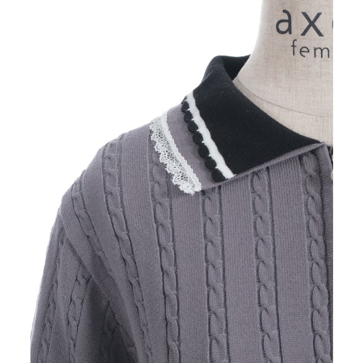 レース×バイカラーニットポロ | axes femme | 詳細画像13 