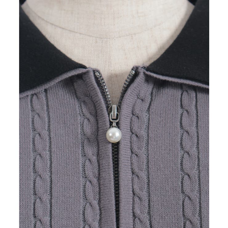 レース×バイカラーニットポロ | axes femme | 詳細画像14 