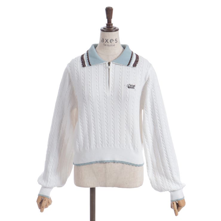 レース×バイカラーニットポロ | axes femme | 詳細画像15 