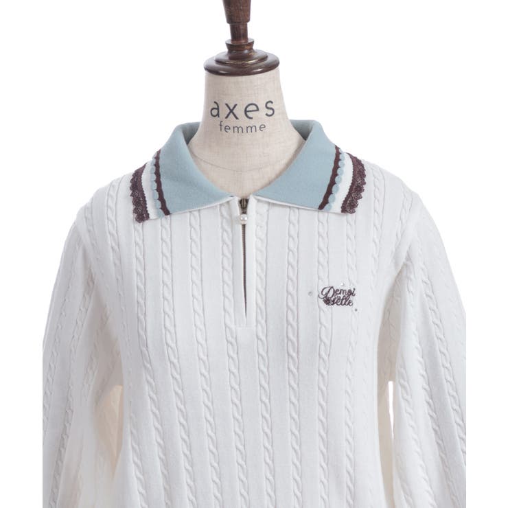 レース×バイカラーニットポロ | axes femme | 詳細画像18 