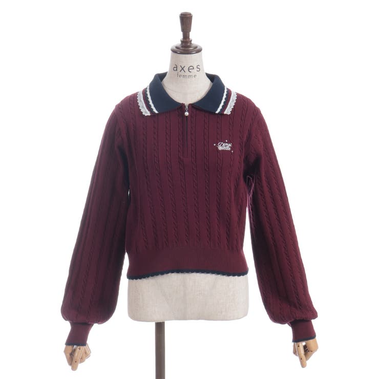 レース×バイカラーニットポロ | axes femme | 詳細画像23 