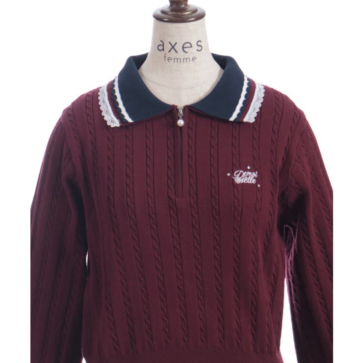 レース×バイカラーニットポロ | axes femme | 詳細画像26 