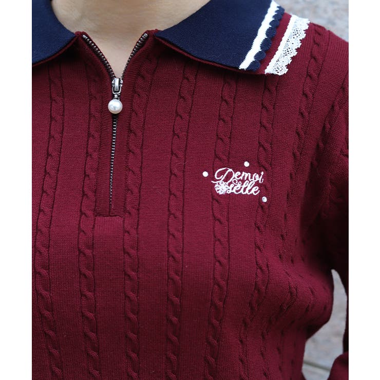 レース×バイカラーニットポロ | axes femme | 詳細画像6 