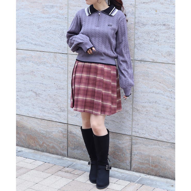 レース×バイカラーニットポロ | axes femme | 詳細画像7 