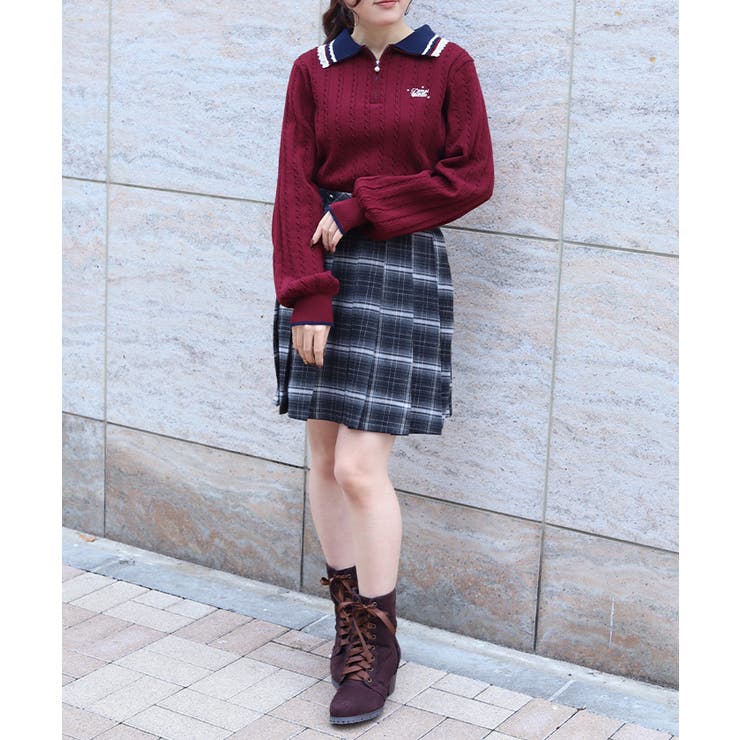 レース×バイカラーニットポロ | axes femme | 詳細画像8 