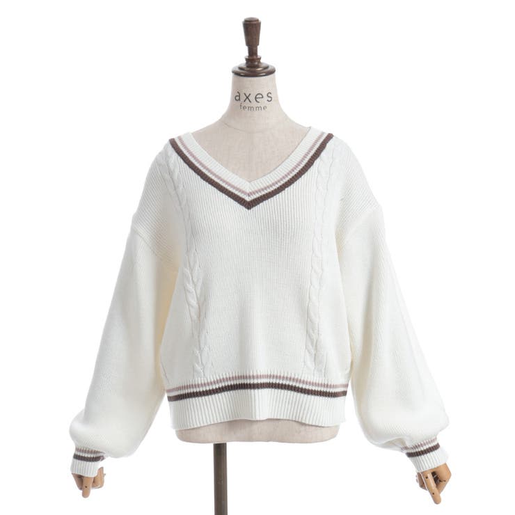 ケーブルチルデンニットプルオーバー | axes femme | 詳細画像1 
