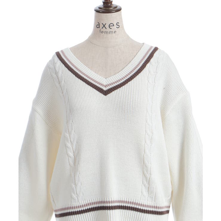ケーブルチルデンニットプルオーバー | axes femme | 詳細画像5 