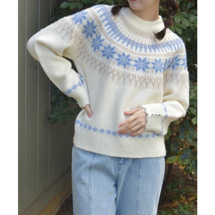 生成り | 雪柄フェアアイルニット | axes femme