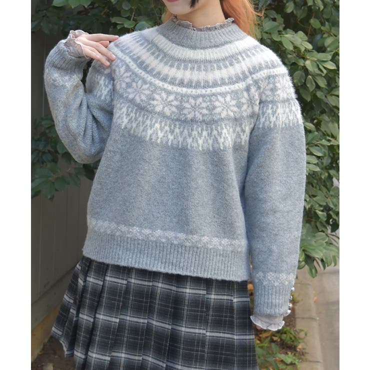 グレー | 雪柄フェアアイルニット | axes femme