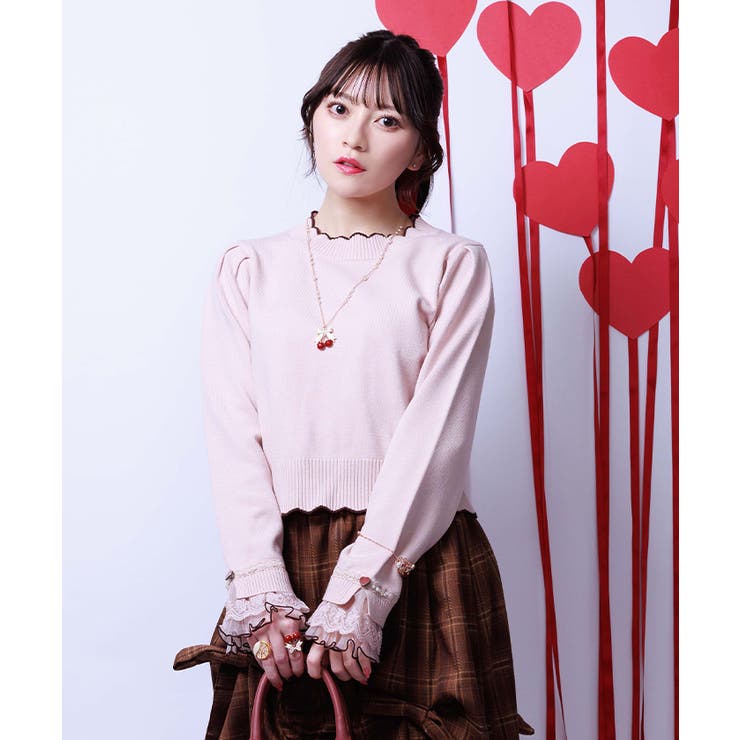 ハート釦バイカラーニットＰＯ | axes femme | 詳細画像1 