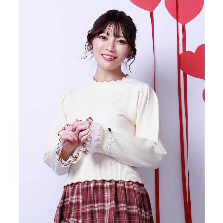 生成り | ハート釦バイカラーニットＰＯ | axes femme