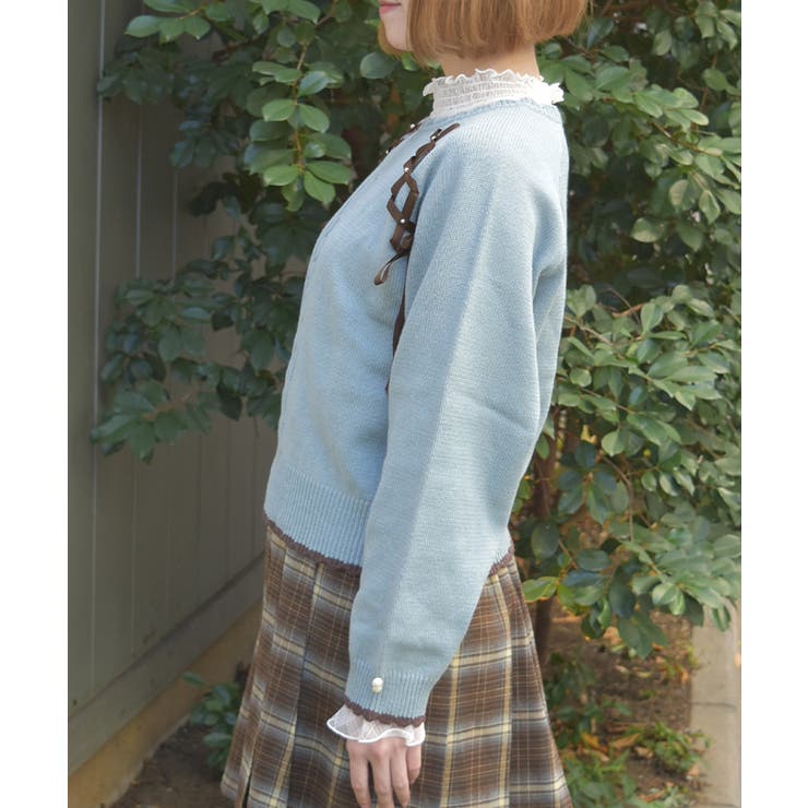 レースアップニットプルオーバー | axes femme | 詳細画像2 