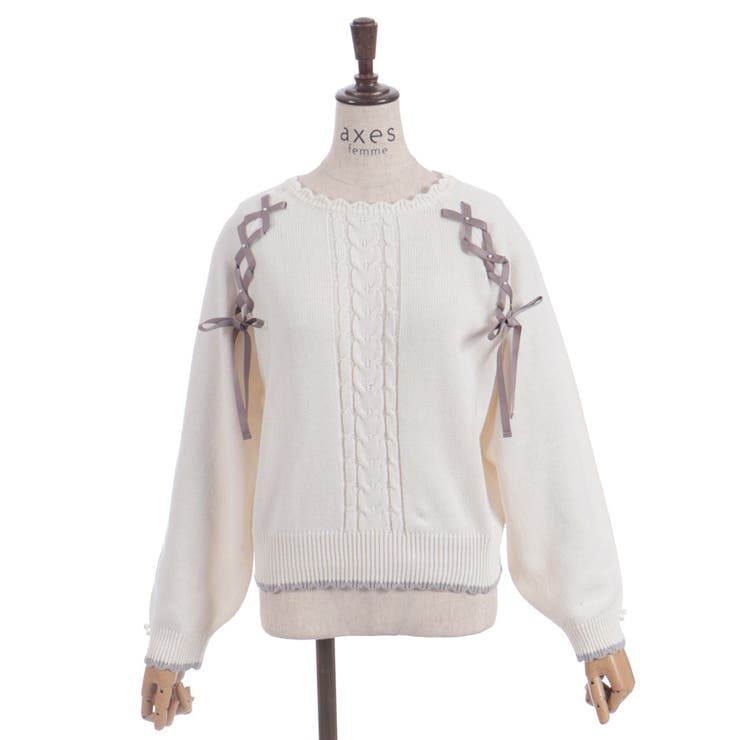 レースアップニットプルオーバー | axes femme | 詳細画像21 