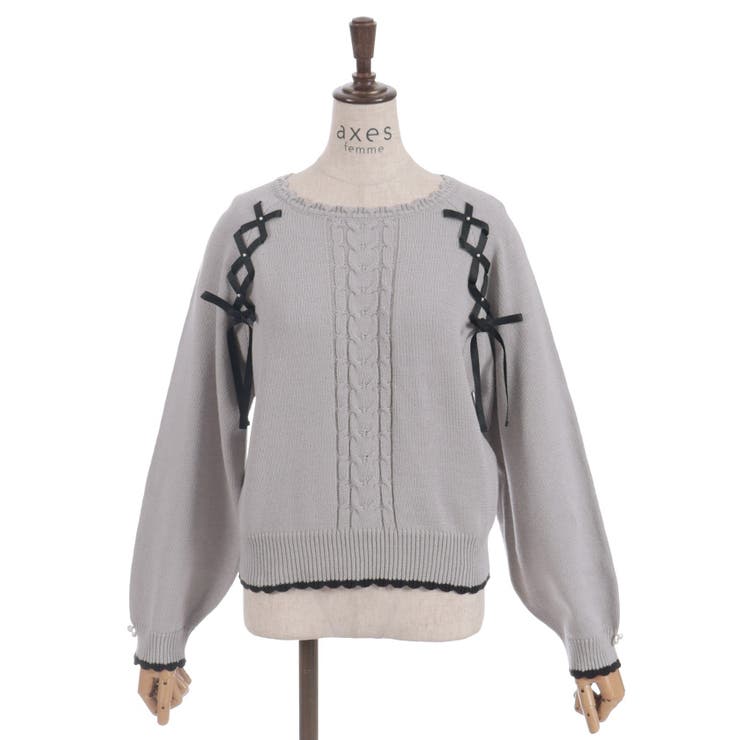 レースアップニットプルオーバー | axes femme | 詳細画像6 