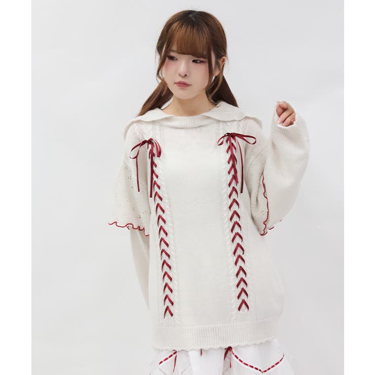 フーディフリルロングニット | axes femme | 詳細画像13 