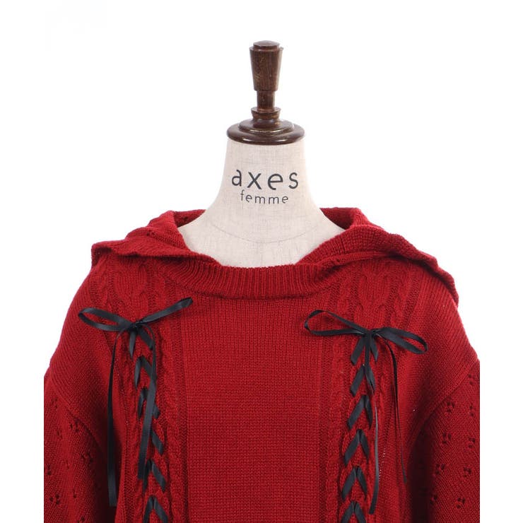 フーディフリルロングニット | axes femme | 詳細画像24 