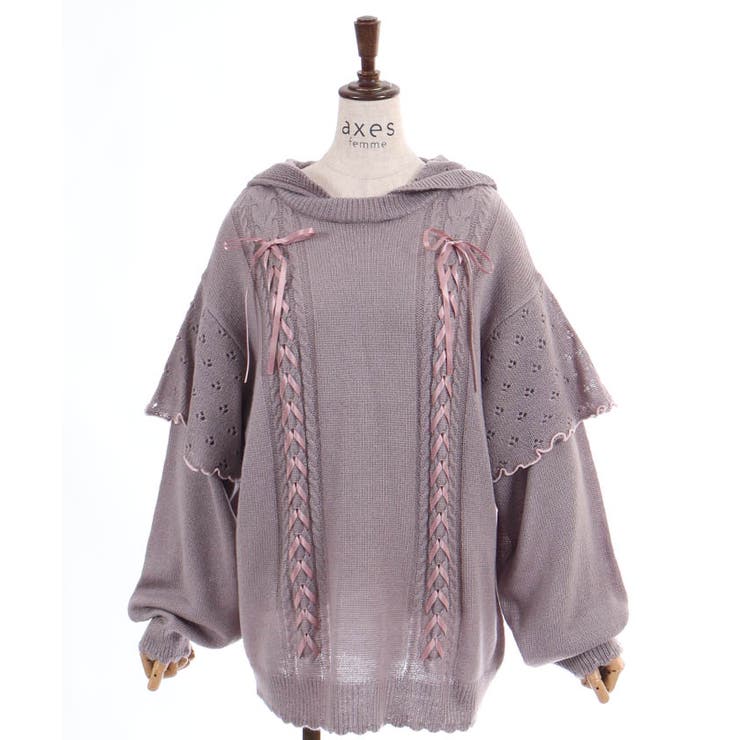 フーディフリルロングニット | axes femme | 詳細画像28 