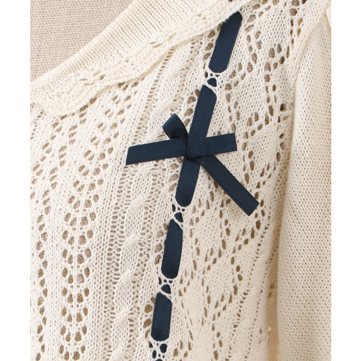 リボンセーラーニットカーディガン[品番：IGAW0003866]｜axes