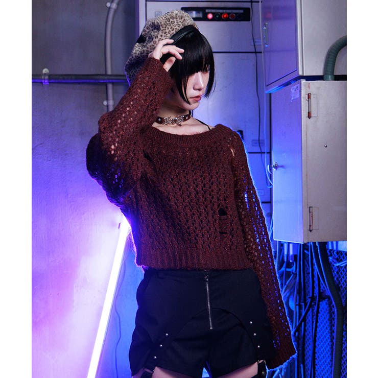 ワイン | 前後２ｗａｙニットカーディガン | axes femme