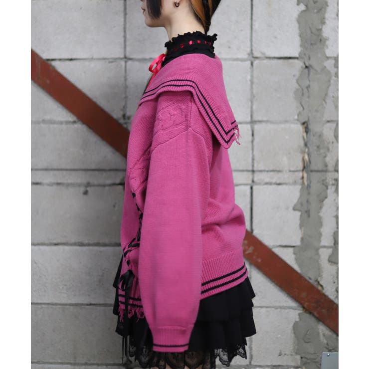 ダメージセーラーニットカーディガン | axes femme | 詳細画像12 