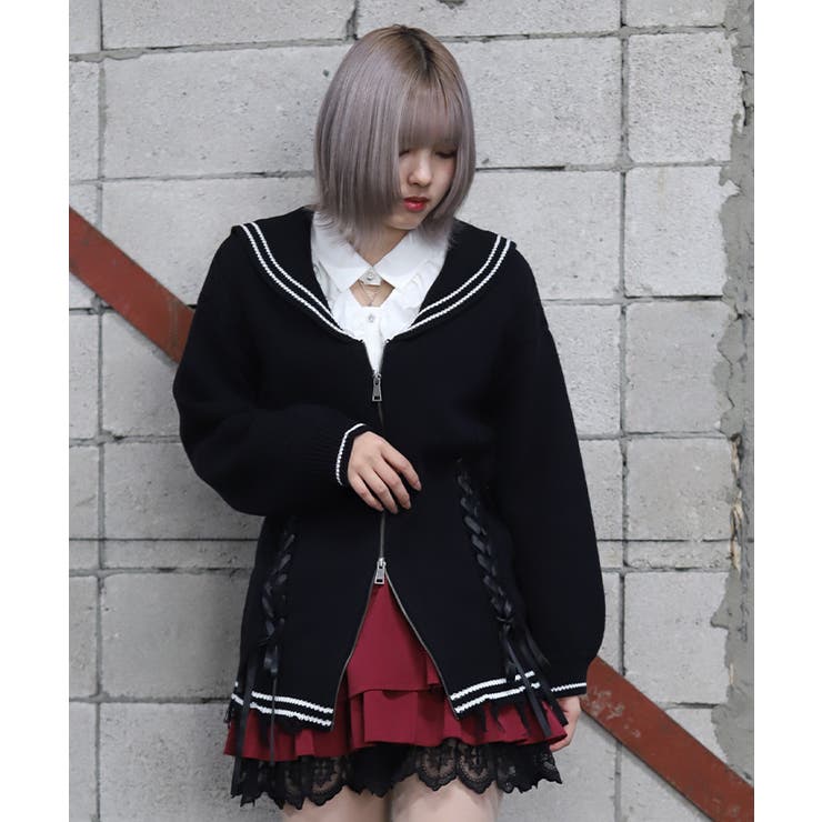 ダメージセーラーニットカーディガン | axes femme | 詳細画像4 