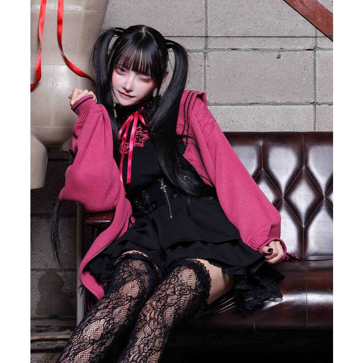 ピンク | ダメージセーラーニットカーディガン | axes femme