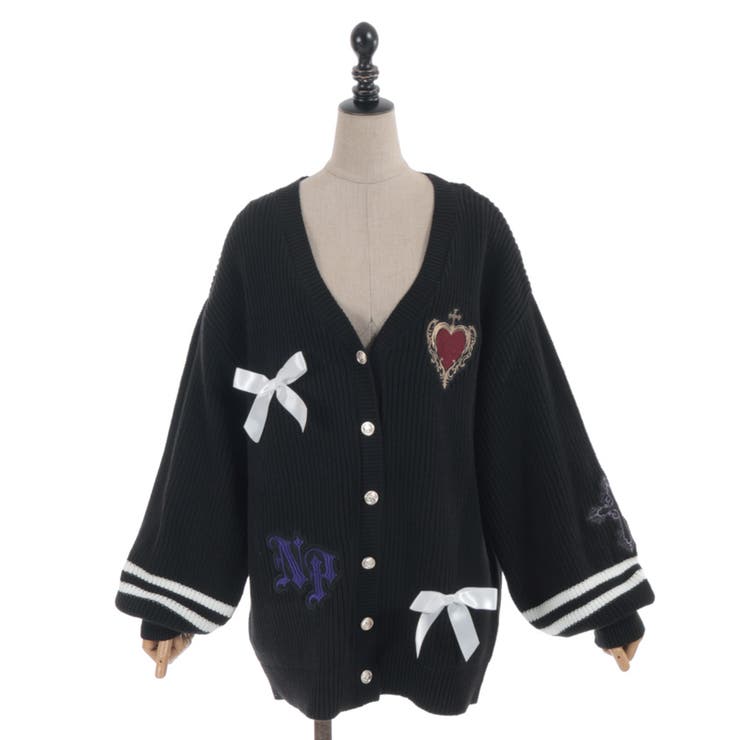 刺繍ワッペンスクールカーディガン | axes femme | 詳細画像15 