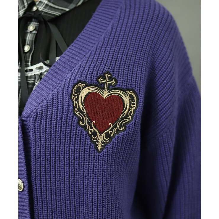 刺繍ワッペンスクールカーディガン | axes femme | 詳細画像8 