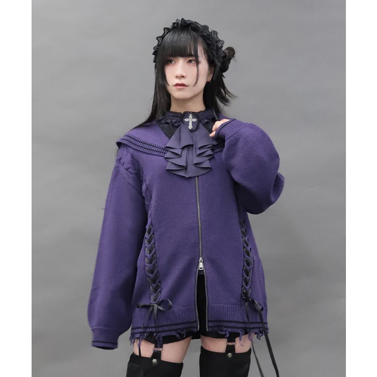 ダメージセーラーニットカーデ | axes femme | 詳細画像1 