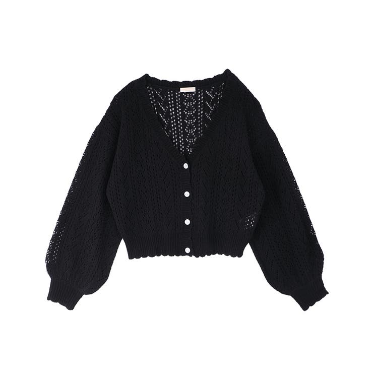 【中古】セオリーリュクス 25SS Misca Poppy カーディガン 38 黒 ブラック メッシュ 透かし編み ジップアップ /CX 透かし編みモヘアニットCD[品番：IGAW0000666]｜axes femme