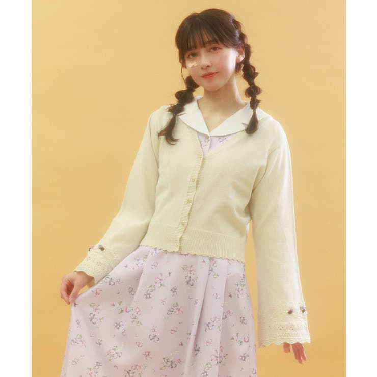巻きバラフレア袖ニットカーディガン | axes femme | 詳細画像4 