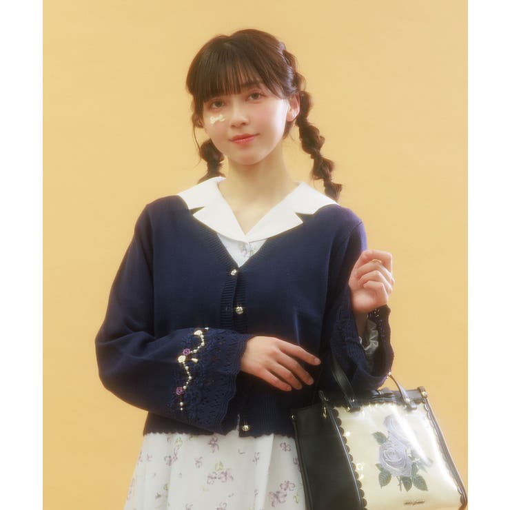 巻きバラフレア袖ニットカーディガン | axes femme | 詳細画像6 
