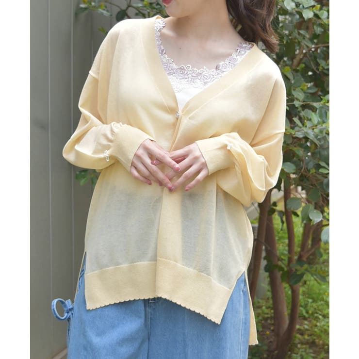 UVカットシアーニットカーディガン[品番：IGAW0006391]｜axes femme