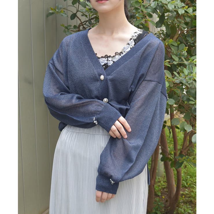 UVカットシアーニットカーディガン[品番：IGAW0006391]｜axes femme