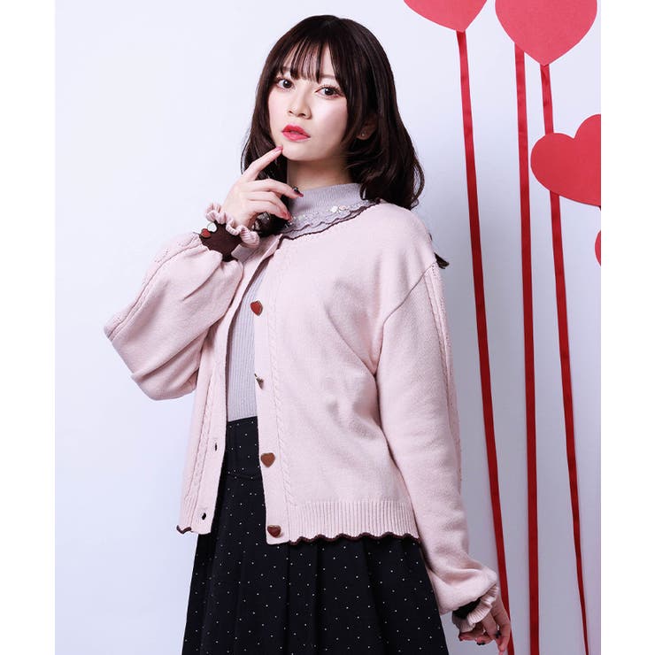 ピンク | ハート釦バイカラーニットＣＤ | axes femme