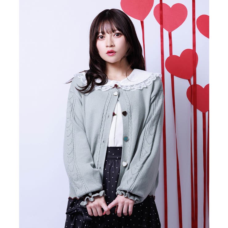 ミント | ハート釦バイカラーニットＣＤ | axes femme