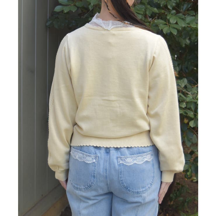 かぎ針ローズニットカーデ | axes femme | 詳細画像3 